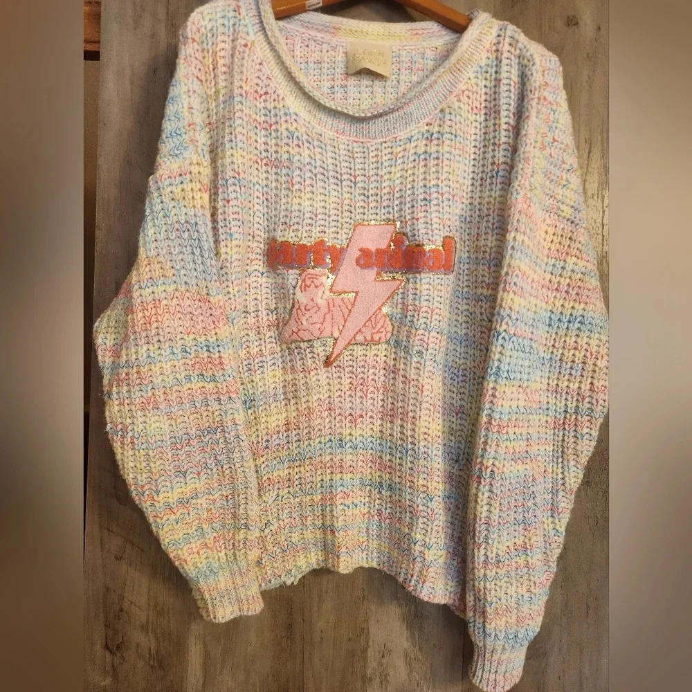 Judith March Colorful Party Animal Knit Sweater Women's Medium - Picture 2 of 8